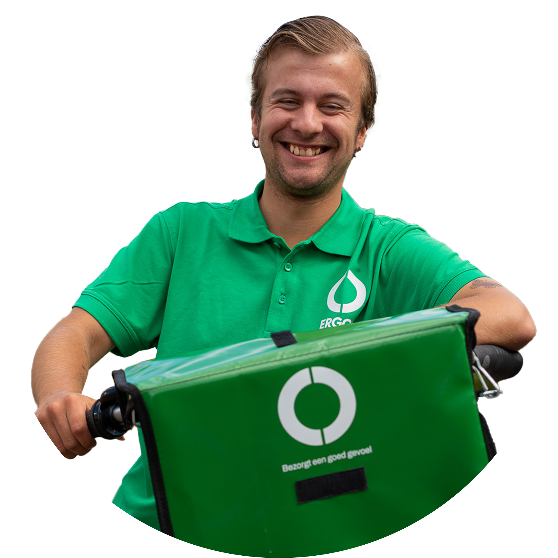 Een grafische bewerking van een medewerker van Ergon Post in het Ergon beeldmerk.